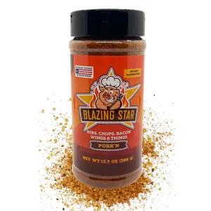 Blazing Star Pork'n Rub & Seasoning - 16 OZ Shaker - Versatile Flavor Boost for Ribs, Chops, Bacon, Wings - Award-Winning Seasoning - US Made