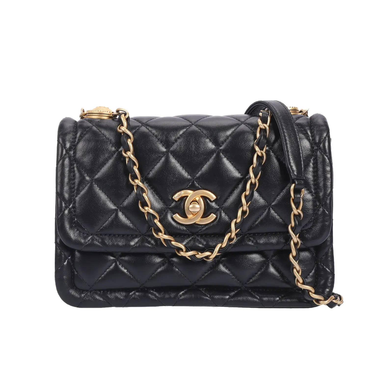 Pre-owned CHANEL Lambskin Crossbody Bags Black Quilted 54172073 hz