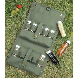 Travel Spice Kit, Portable Spice Bag with 10 Spice Jars, Canvas Seasoning Storage Bag Organizer Great GIFT Bottle Container