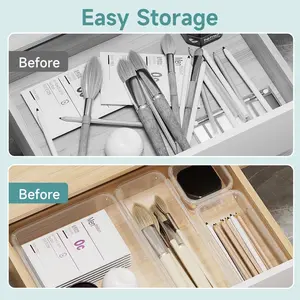 Multi-Purpose Transparent Drawer Divider Box, Stackable Organizer for Kitchen, Cosmetics, Miscellaneous Items, Free Combination Design