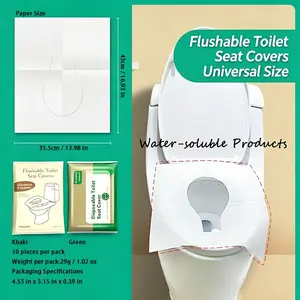 Disposable Toilet Paper Pads, Soluble Water Flushable, Travel Seat Pad, Convenient Packaging, Raw Wood Pulp, Hotel Bathroom, Pregnant Women Hygiene