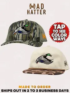 Mallard | By The Mad Hatter Co. An Embroidered Snapback Adjustable (Up To A Size 8 Head) Premium Trucker Hat