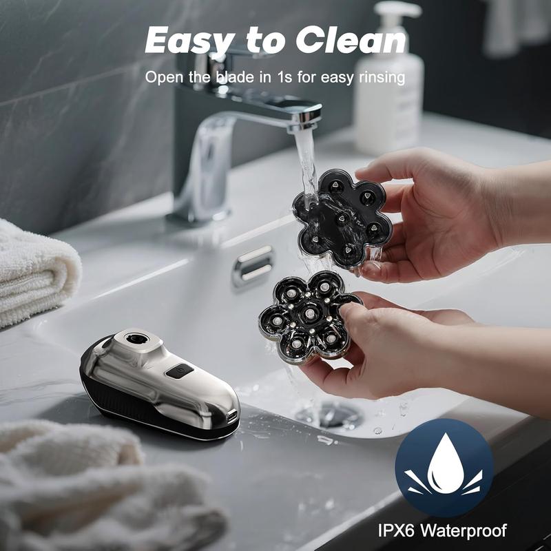 WAEN Head Shaver for Bald Men, Coklean 1400mAh Detachable Electric Shavers Rechargeable Rotary Shaver with LED Display & 8500RPM Motor IPX6 Waterproof Dry/Wet Electric Razor, Gift for Dad Husband