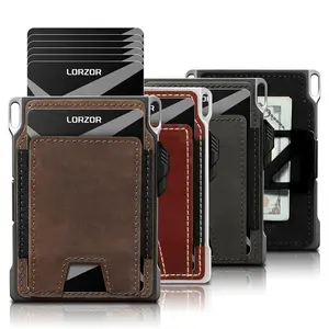 LORZOR Mens Tactical Wallet 1979 - Minimalist Full Grain Leather Wallet