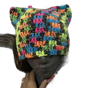 Cat Ear Beanie Multi Neon Colors