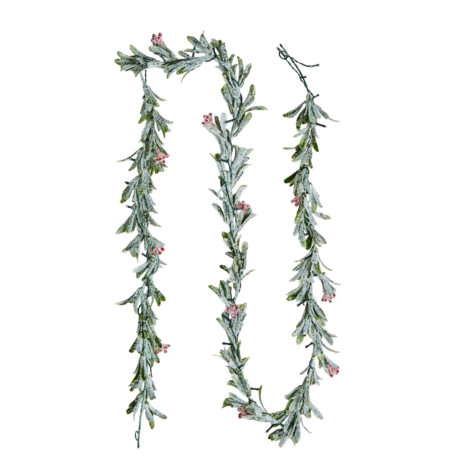VEVOR 9-ft Fluffy Christmas Garland Decoration, Realistic Greenery with Vines, Olive Leaves, Berries, Warm-Toned LED Lights, Waterproof Holiday Decorative Ornament for Mantel, Indoors-Outdoors Use