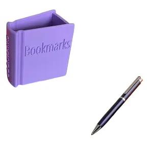 2-Piece Metal Luxury Retractable Pen Set, Ergonomic Non-Slip Grip, Replaceable Ink Cartridge, Portable Business Pen, 3D Book Bookmark Holder