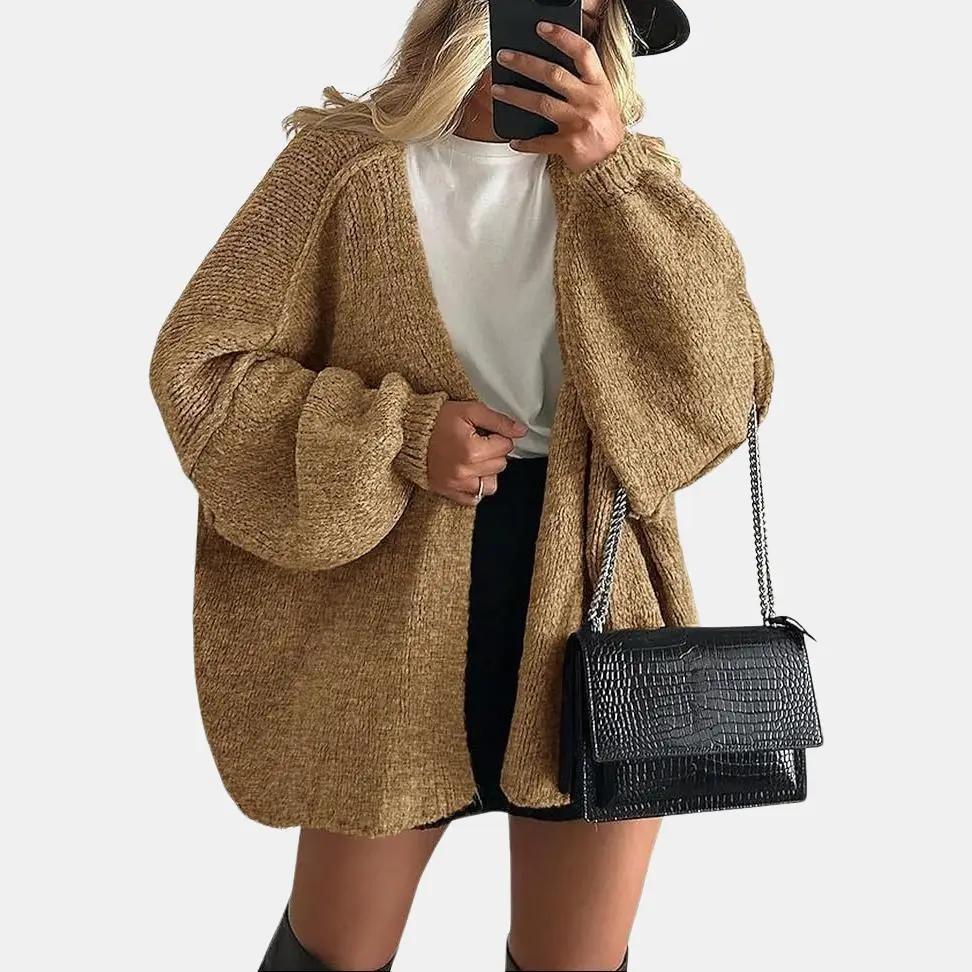 PrettyGarden Women's Oversized Cardigan Sweater Fall Long Lantern Sleeve Knit Open Front Lightweight Sweater Knitwear Tops#DealsForYouDays