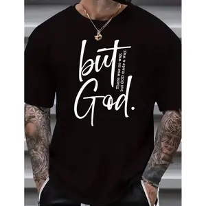 Vintage Creative Pattern 'There Is No Way But God Made A Way' Printed T-shirt Heavy 180g Cotton Men's Vintage Street T-shirt Basic T-shirt Loose Hip-Hop Unisex Top