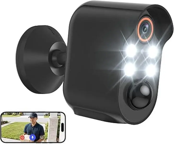 1080p Security Camera, 2.4GHz Wi-Fi Wireless, Night Vision, PIR Motion Detection, 2-Way Talk, Home Security System, Outdoor Surveillance Bullet Camera (Black)