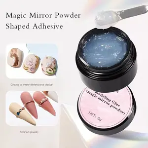 One 5g semi-solid magic mirror powder modeling gel, wavy line gel for nail enhancement -3D wavy gel, canned, strong adhesive, suitable for DIY nail design, Holiday haul-Christmas gift
