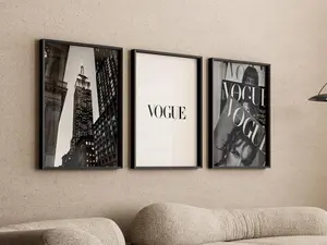Luxury Set of 3 Wall Art Black White Trendy Wall Decor Vintage Fashion Poster Luxury Print Girly Wall Art Preppy Dorm Aesthetic Digital #149