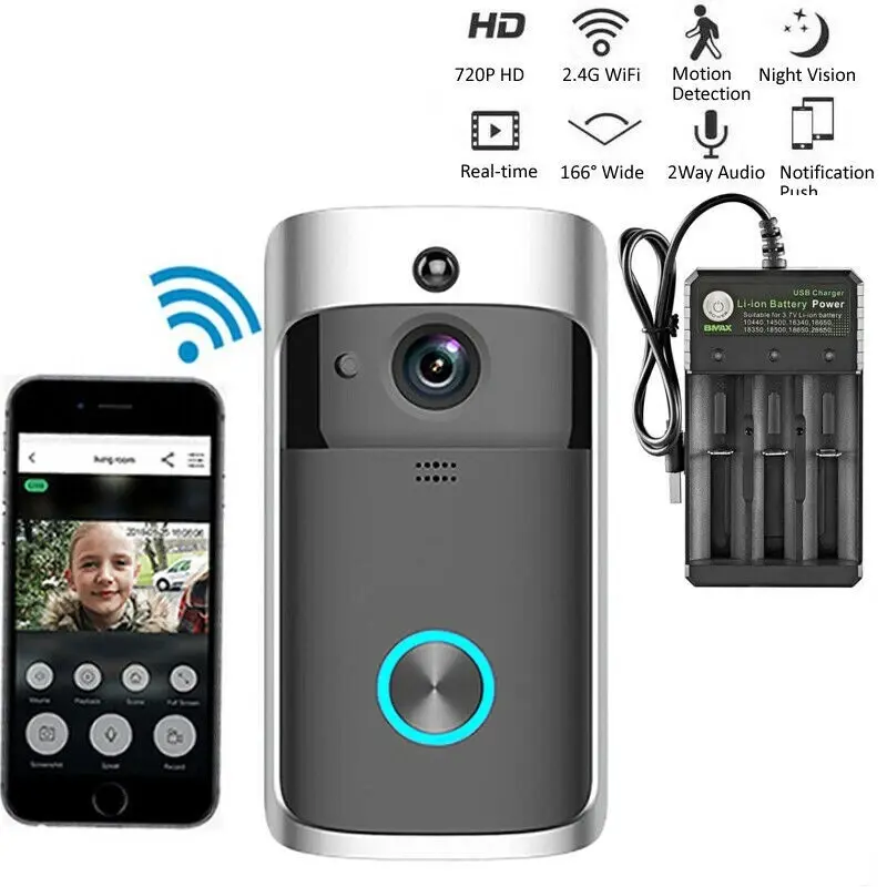 Smart Wireless WiFi Video Doorbell Phone Door Ring Intercom Security Camera Bell