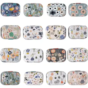 5 Pack Mini Trinket Coin Box Small Floral Containers with Lid for Jewelry Storage Case Tinplate (Random Color)
