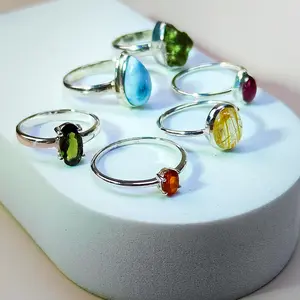 Natural Crystal Ring Set 9 – 925 Sterling Silver