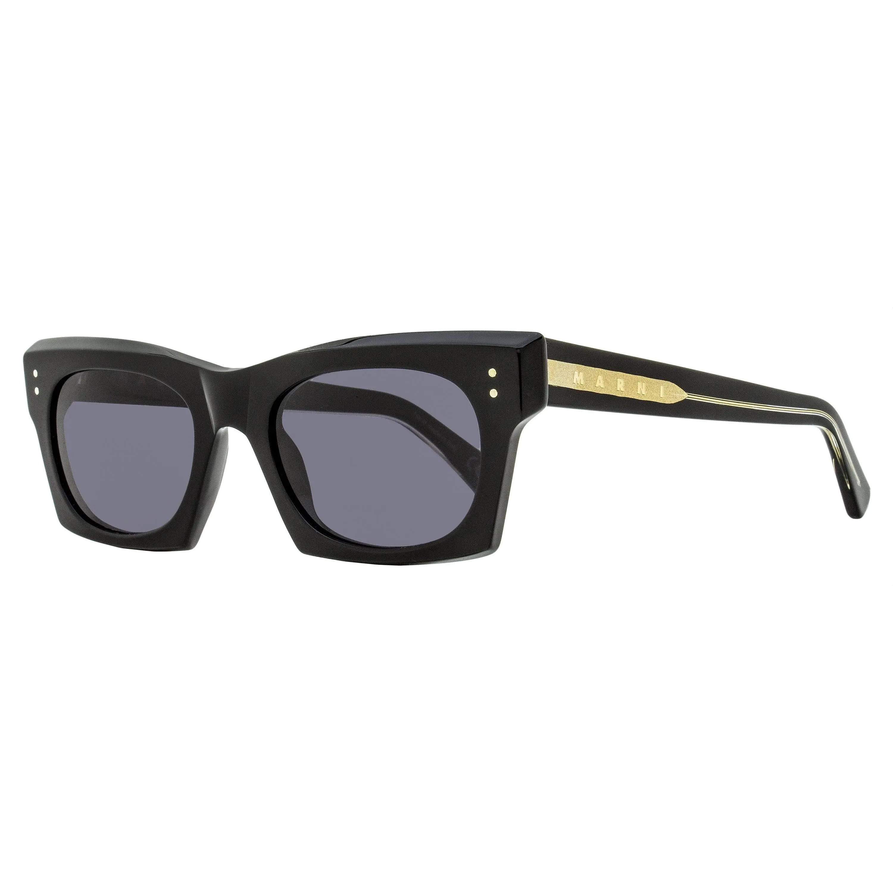 MARNI Edku Contemporary Angular Sunglasses, 52mm Black Acetate Frame with Exposed Wire, Unisex Fit with 100% UV Protection, Oval Lenses, Casual Wear