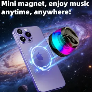 Mini Magnetic Bluetooth Speaker with RGB Lights – Portable Wireless Stereo Speaker, Rechargeable Battery, Small Outdoor LED Speaker, Gift for Loved Ones & Friends