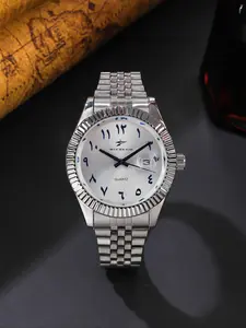 RICECGO Men's Business Classic Round Dial Quartz Watch with Silver Color Stainless Steel Band, Stylish Party Accessory, Gift Box Included for All Occasions