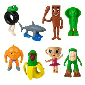 Ltalian Brainrot Tungtungtung Sahur Themed Character Statue Set of 8, Abstract Figure Sculpture, Creative Home Decor Statues for Tabletop Display, Unique Gift Ideas, Decor Figurine