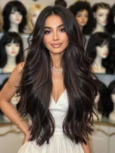 26 Inch No Bangs Long Curly Full Head Synthetic Wig, Natural Everyday High Temperature Fiber, Suitable for Women, Synthetic Material Wigs