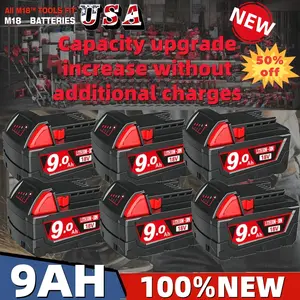 【Capacity Upgrade】M18 2&4&6&8Pack 9.0Ah 18V Replacement Battery for milwaukee Replacing batteries with electric tools M-18 Battery Pack Compatible with  M-18 8.0Ah Lithium Battery 48-11-1890,48-11-1850, 48-11-1828, Cordless Tools milwaukee battery