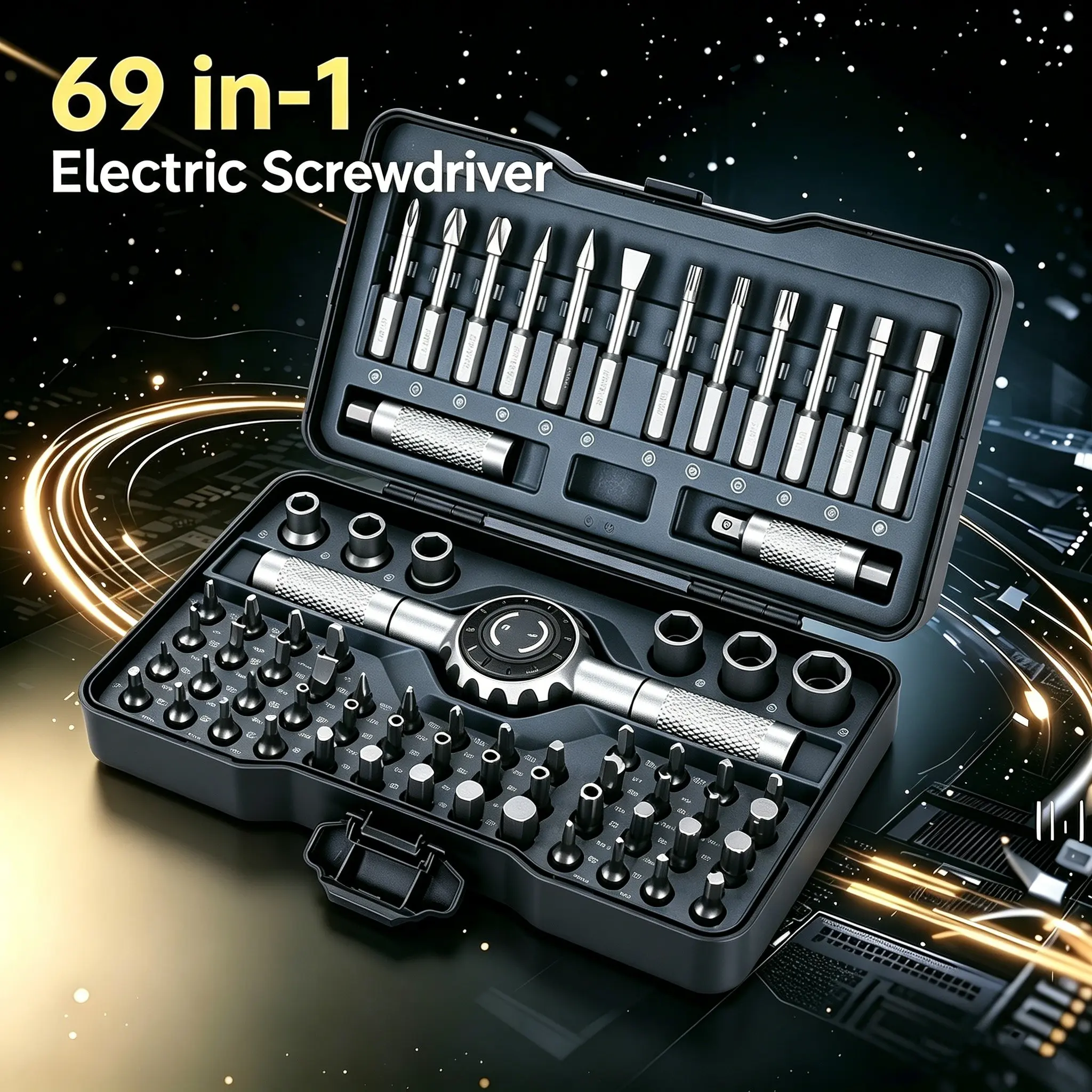 69 in 1 Ratchet Screwdriver Set, DIY Magnetic Screwdriver Tools Detachable Combination Ratcheting Screwdriver Repair Tool Kit, Suitable for Bicycles, Furniture, Computers, Magnetic Multipurpose Screwdriver