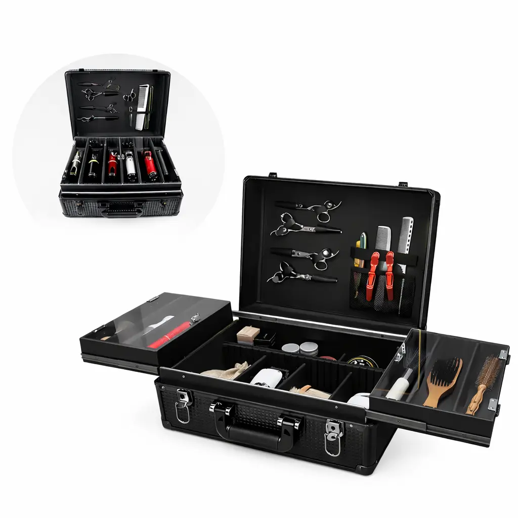 Barber Tool Case Organizer Professional Travel Case for Clippers and Trimmers (Black)
