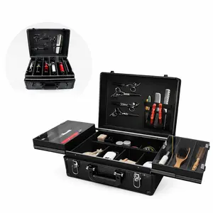 Barber Tool Case Organizer Professional Travel Case for Clippers and Trimmers (Black)