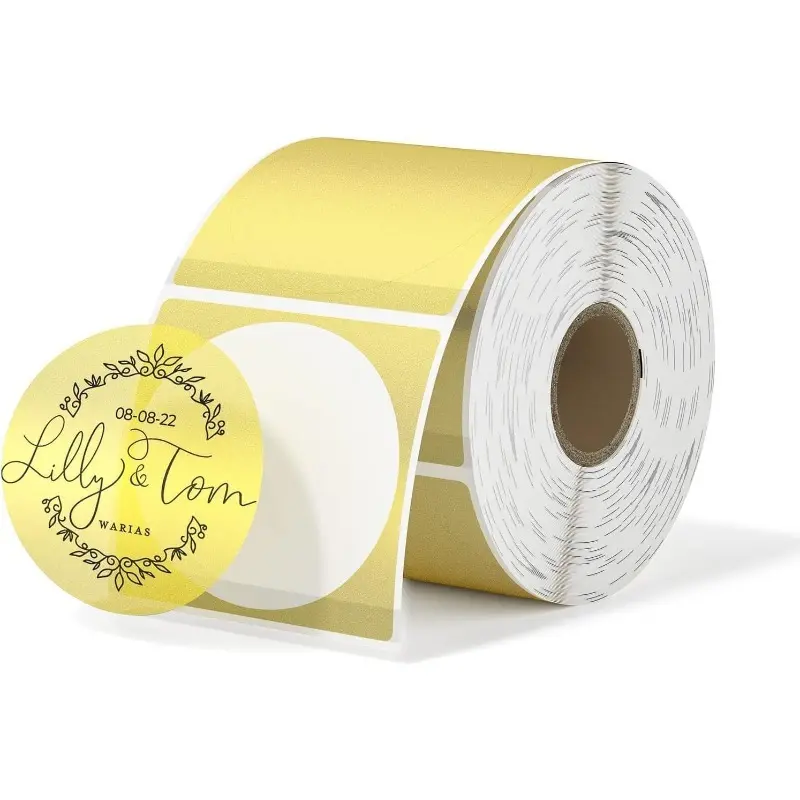 1 roll, frosted gold self-adhesive thermal label paper. 50 * 50mm thermal waterproof printing sticker is suitable for small business gift packaging and home labels.
