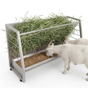 🐴 60 Gal Pasture Hay Feeder – 5 Ft Heavy Duty Galvanized Steel for Goats, Sheep, Pony, 2-in-1 Hay & Grain Pasture Feeder for Outdoor Use