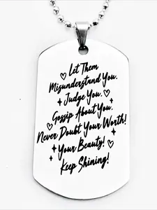 Men's Stainless Steel Engraved Necklace - Self-Love and Confidence Jewelry, Inspirational Gifts for Birthdays, Parties, Friends, Durable Dog Tag Pendants, Casual and Party Accessories, Modern Accessories, Polished, Fashion Cool Accessories