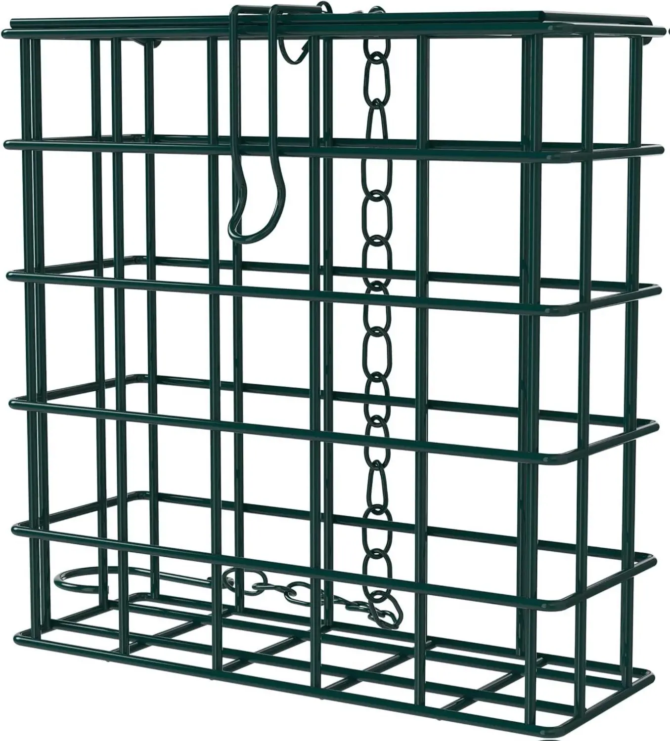 MEKKAPRO Suet Feeder for Outside Hanging with Metal Chain, Single Capacity Suet Holder, Bird Feed Recommended Suet Cage, Suet Bird Feeder Ideal for Clinging Birds, Woodpeckers, Nuthatches (Single)