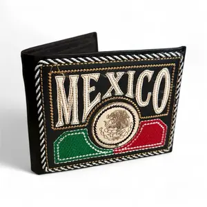 Cartera Mexico de Cuero Genuino