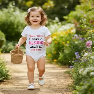 Ultra-Soft Back Off I Have A Big Sister Print Baby Onesie Cute Short-Sleeve Bodysuit | Skin - friendly Modern Look Soft Cotton Comfortable and Snug Fit, Highly Stretchable, Machine Washable Use