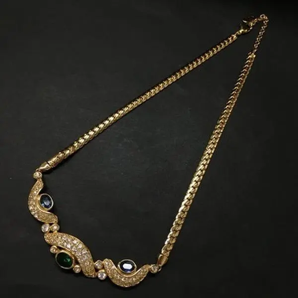 Pre-owned Christian Dior Rhinestone Gold Tone Pendant Necklace 12514678768/065256