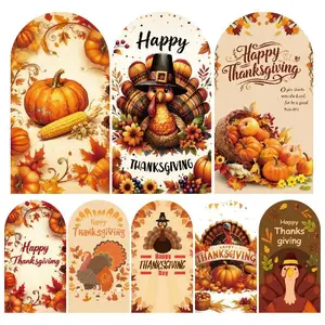 15=day Delivery Happy Thanksgiving Turkey Arch Backdrop Cover for Fall Harvest Party