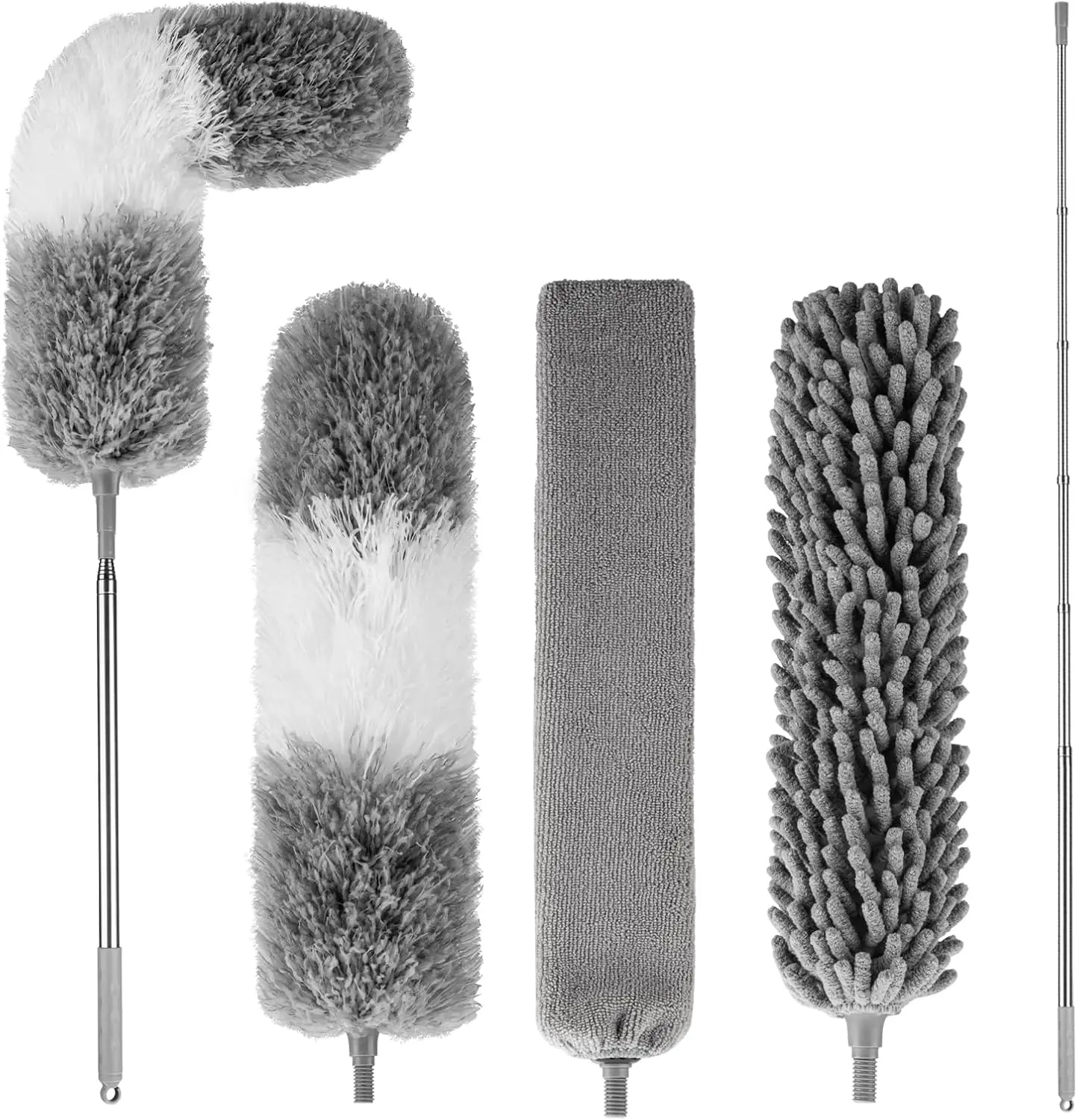 Dusters for Cleaning,Microfiber Duster  Duster with Extension Pole,4PCS Ceiling Fan Cleaner Duster,Long Duster Extended Handle,Blind Cleaner Dusting