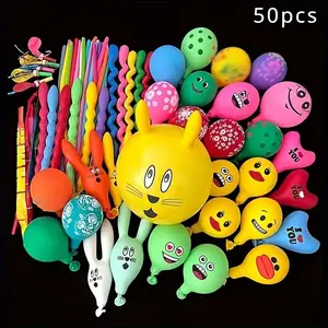 50 Pcs 3D Cartoon Animal Balloons, Birthday Party Decorations, Duck Rabbit Shape, Christmas & Back-To-School Supplies, Balloon Animals