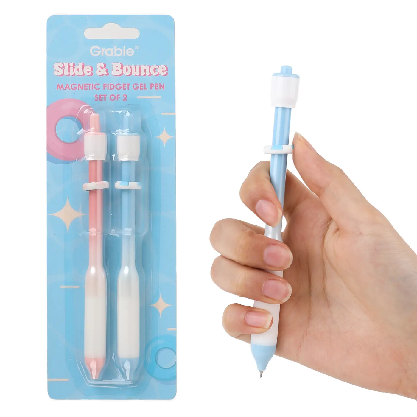 Grabie Slide & Bounce Magnetic Fidget Gel Pen Set Of 2