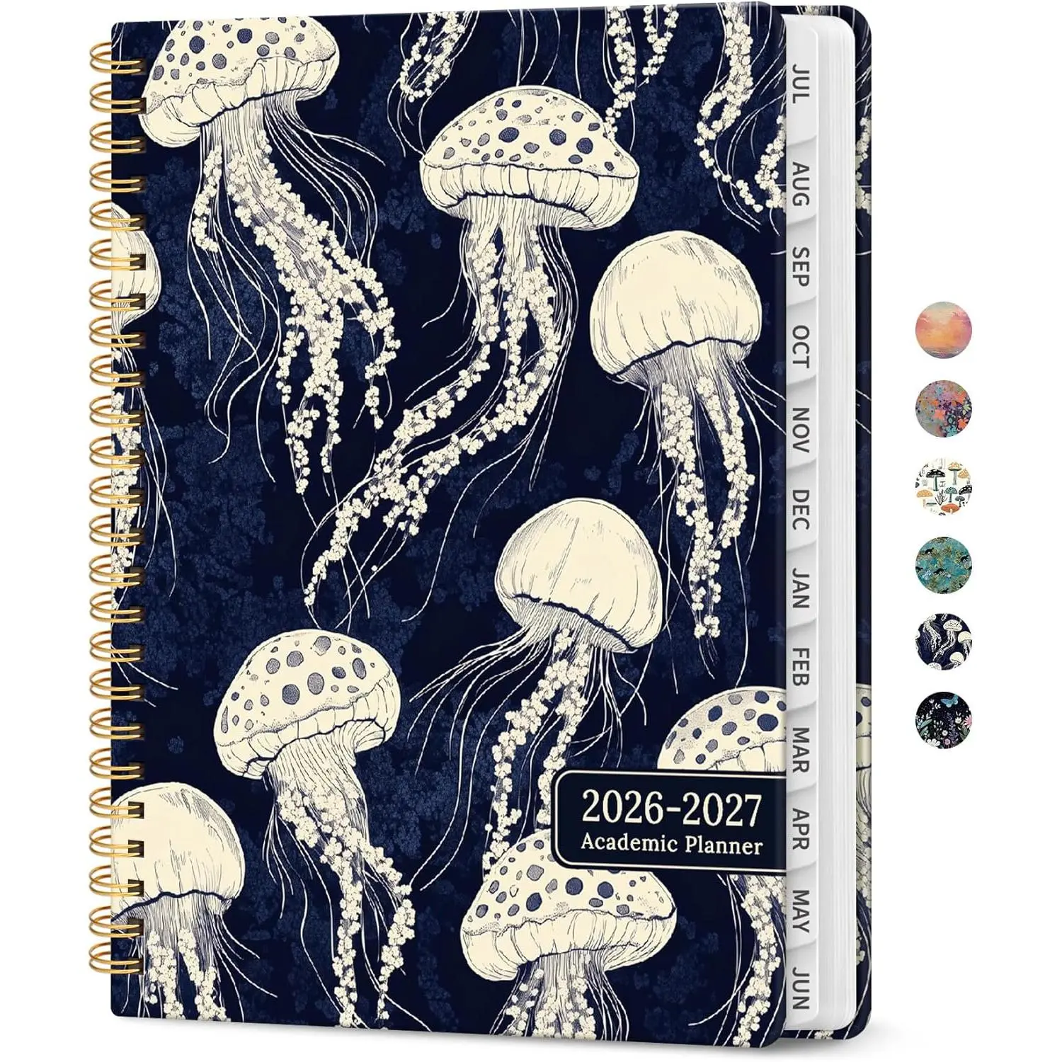 Planner 2026-2027, Academic Year Weekly and Monthly Calender Planner, from Jul 2026 - Jun 2027, Spiral Bound School Planning Book, Perfect for Teacher, Student, Women & Men, A5 (6.3" x 8.5"), Midnight Jellyfish