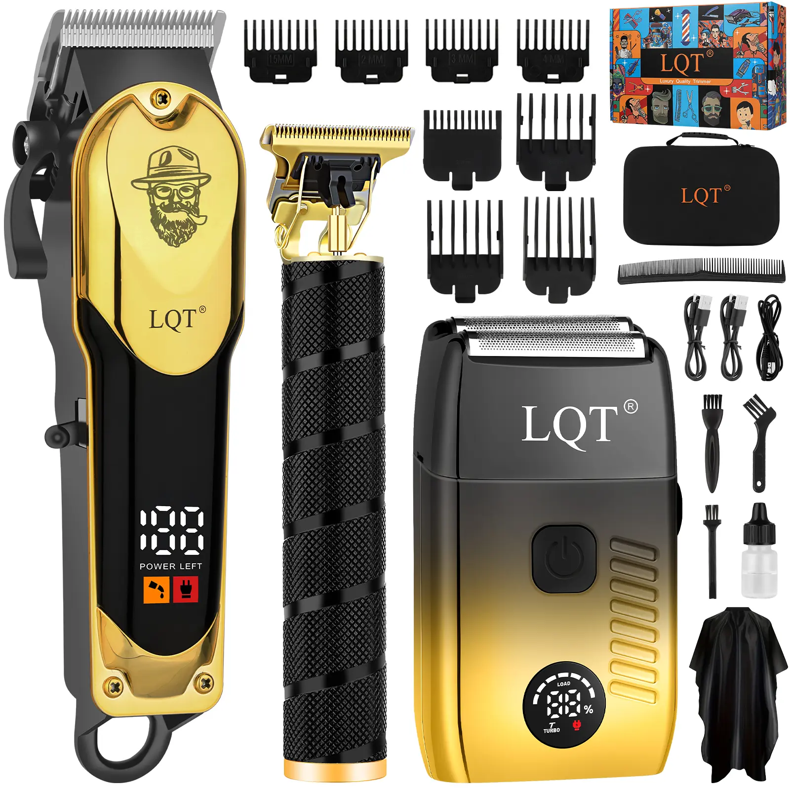 Men’s 3-in-1 Professional Grooming Kit - Cordless Rechargeable Hair Clipper, Beard Trimmer, Electric Shaver with Batteries, Accessories for Barbers, Youth; Fits All Hair Types, Body Cells