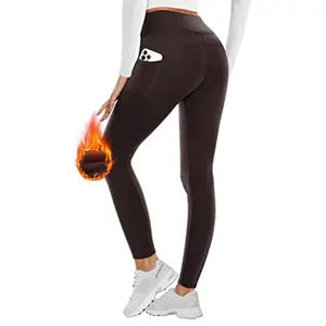 SHOWITTY Fleece Lined Leggings with Pockets for Women - High Waisted Yoga Pants Winter Warm Workout Leggings