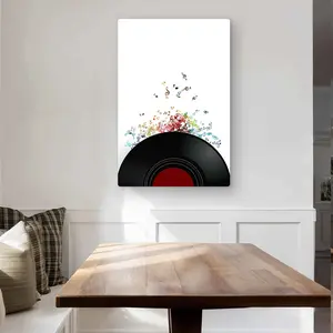 Begin Home Decor C1MP2436UO6OVZ 24 x 36 in. Notes Escaping From A Vinyl Record Wall Art - Bedroom Musical Metal Print