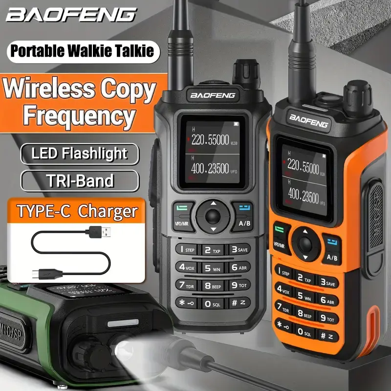 Baofeng UV-21R Portable Ham Radio Walkie Talkie Receiver (1Pc) - Long Range Audio Device for Adults, 999 Channels, NOAA Weather Alert, VOX, 771 Antenna, Upgraded Rechargeable Battery, Clip, Charging Port, Survival Outdoor Hunting, Fishing