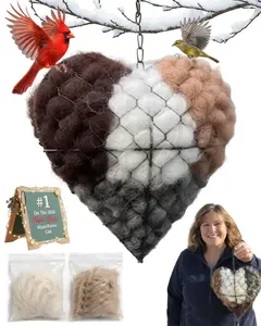 Handmade Cotton Fiber Bird Nesting Heart · Refillable Winter Shelter · Heart-Shaped House for Hummingbirds & Finches · Outdoor Garden Decor · Backyard Wildlife Gift for Lovers monk perch faraday cage gouldian finch Large Wrought Iron Cage with Perches