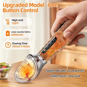 Heated Ice Cream Scoop Rechargeable, 3 Temperature Settings Electric Ice Cream Scooper, IPX6 Waterproof Type-C Charging for Hard Ice Cream Gelato, Kitchen Gadgets, Kitchenware