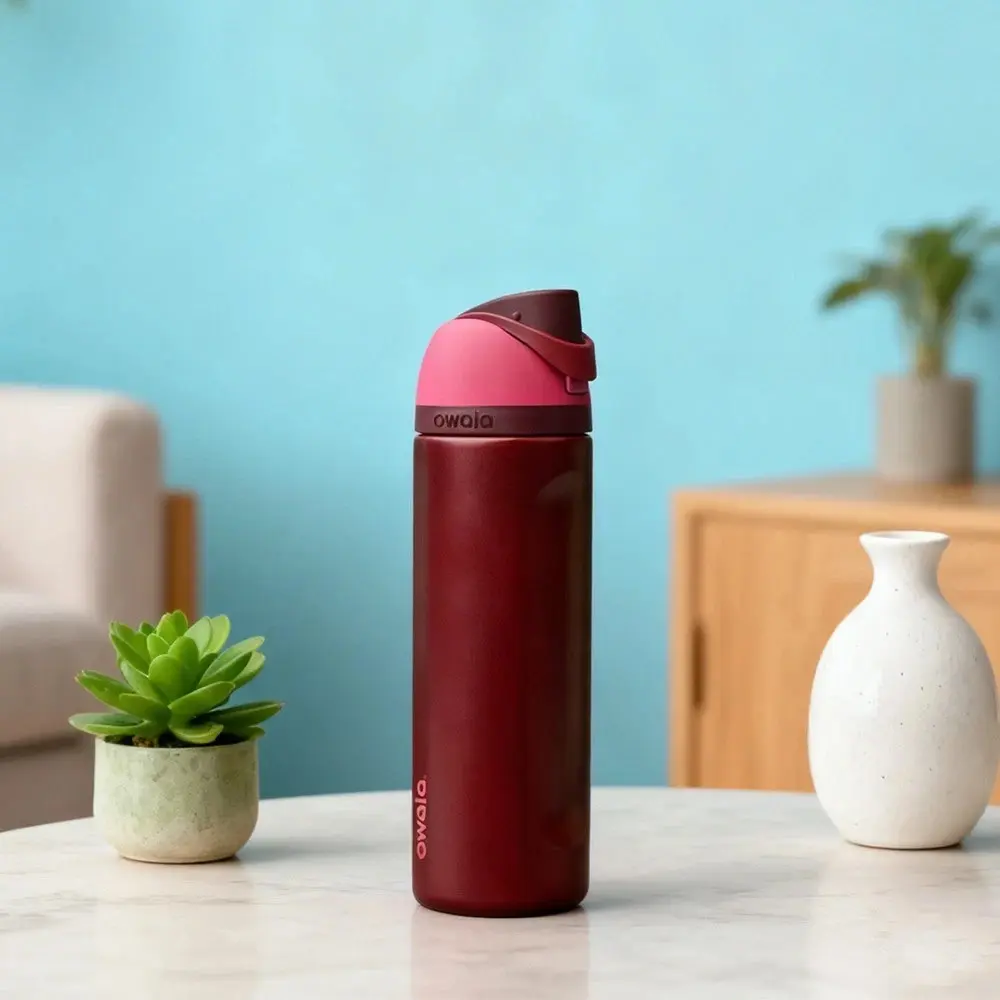 Owala 24oz Freeship FreeSip spout Water Bottle Stainless Steel Black Cherry sports water bottle