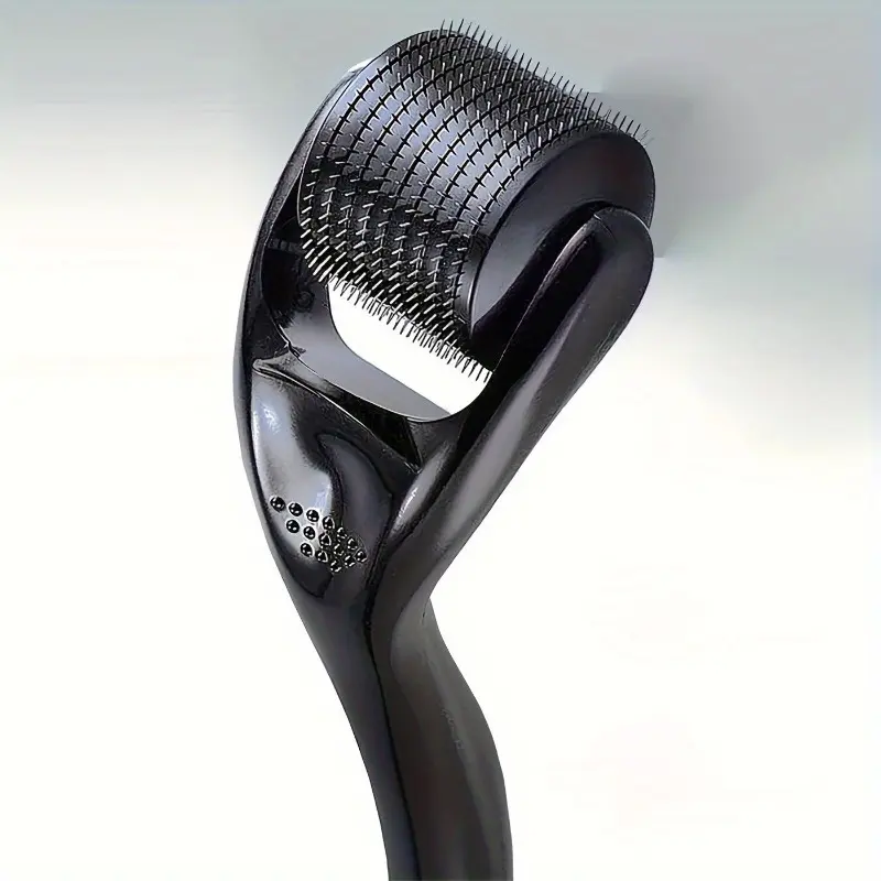 6.29" Metal Facial Roller for Face Massage - Anti-Wrinkle & Skin Rejuvenation, Includes Micro-needle & Beard Rollers, Hair Care Kit - No Electricity Needed, Paba-Free Black-Needle Length 0.25Mm