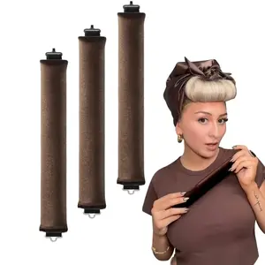 Set of 3: Heat-free curlers featuring soft flannel-lined flexible rods, ideal for creating gentle, overnight curls for medium-texture hair, Heatless Curling Rod, Curly Hair Kit, Heatless Styling Kit