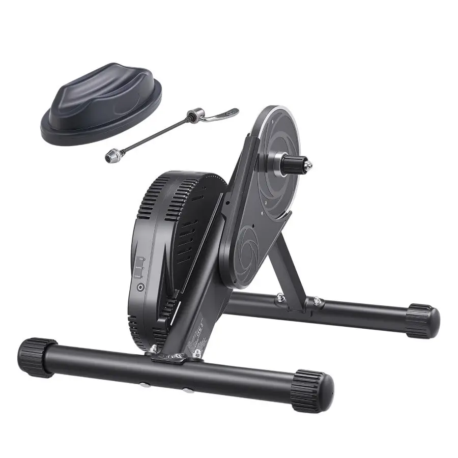 【Summerfinds】 VEVOR Bike Trainer, 1-13 Level, 26-29 in 700C Wheels, Smart Bicycle Stationary Stand for Indoor Exercise Riding with Front Wheel Riser Block, Fits Road and Mountain Bikes, Compatible with Zwift App, Carbon Steel, Bluetooth Sync, Bike Con